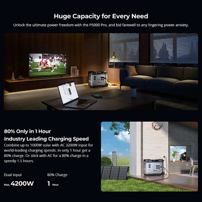 High Capacity 5120Wh Home Solar Energy System 3600W 4000W Lifepo4 Power Station Portable Solar Generator