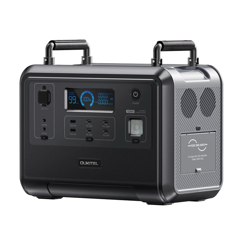 OUKITEL 110V 220V Powerstation 1200W Outdoor Camping LiFePO4 Battery Portable Solar Generator Power Station