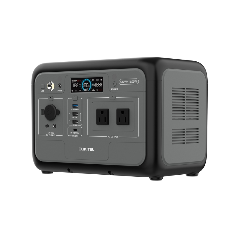 OUKITEL 800W Portable Power Station 500Wh Home Emergency Powerstation 220V Solar Generator